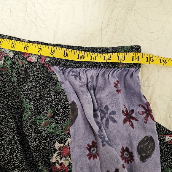 Tienda Ho Floral Patch Mirrored Purple and Black Rayon Pants Women's One Size - Picture 6 of 8